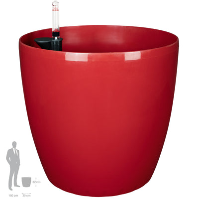 Ghiveci inteligent H32xD35 cm cu set complet udare si roti Classico rosu intens lucios