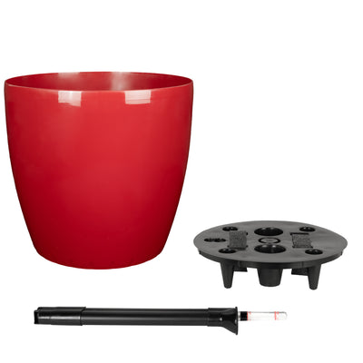 Ghiveci inteligent H32xD35 cm cu set complet udare si roti Classico rosu intens lucios