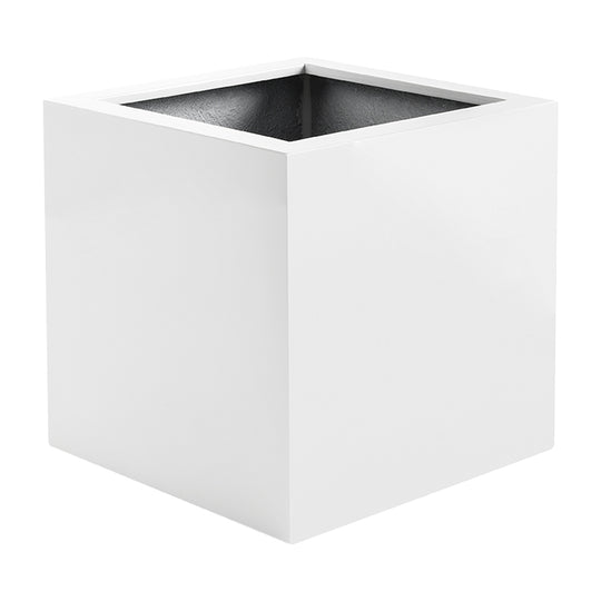 Ghiveci inteligent H36x36x36 cm cu set complet udare Cube alb lucios