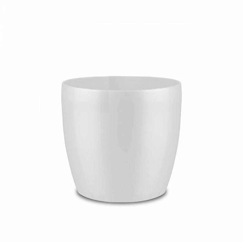 Ghiveci inteligent H39xD43 cm cu roti fara set complet de udare Classico alb floral lucios