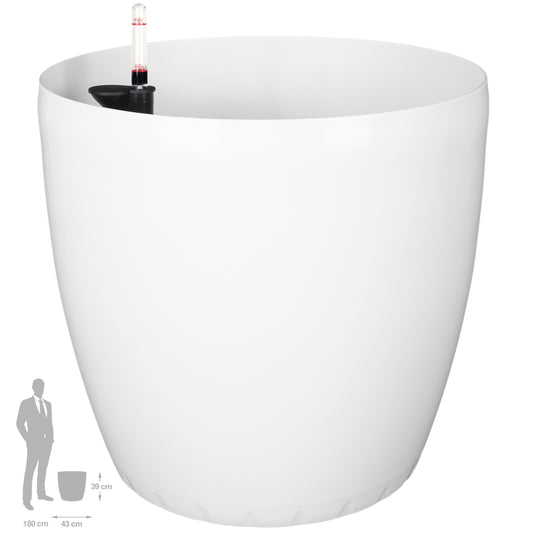 Ghiveci inteligent H39xD43 cm cu set complet udare Classico alb floral lucios