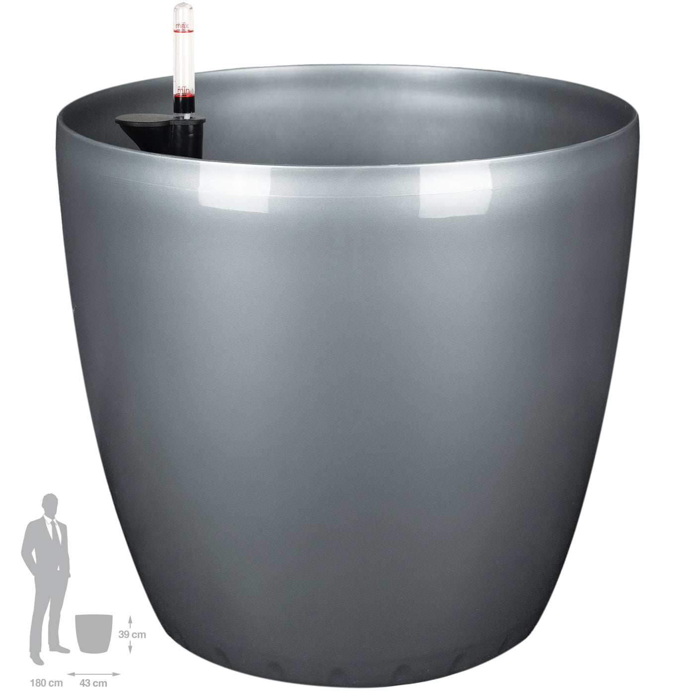 Ghiveci inteligent H39xD43 cm cu set complet udare Classico antracit metal lucios