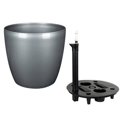 Ghiveci inteligent H39xD43 cm cu set complet udare Classico antracit metal lucios