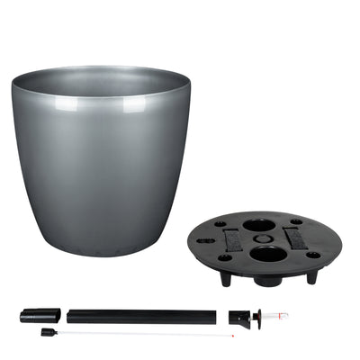 Ghiveci inteligent H39xD43 cm cu set complet udare Classico antracit metal lucios