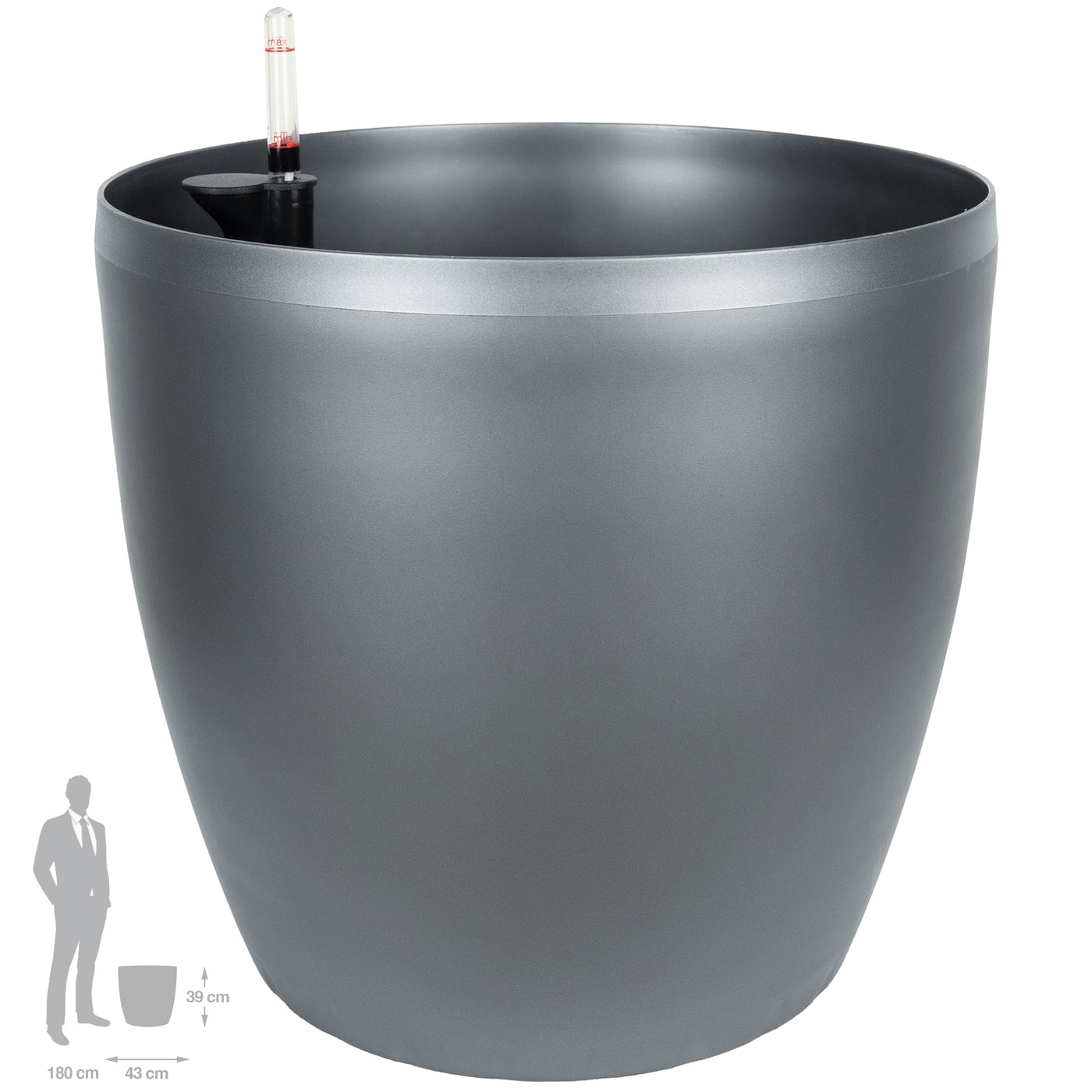 Ghiveci inteligent H39xD43 cm cu set complet udare Classico antracit metal mat