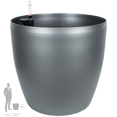 Ghiveci inteligent H39xD43 cm cu set complet udare Classico antracit metal mat