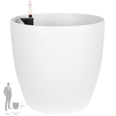 Ghiveci inteligent H39xD43 cm cu set complet udare si roti Classico alb mat