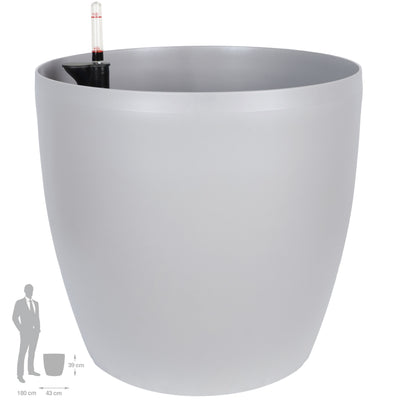 Ghiveci inteligent H39xD43 cm cu set complet udare si roti Classico gri silk mat