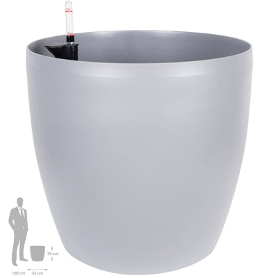 Ghiveci inteligent H39xD43 cm cu set complet udare si roti Classico gri urban mat