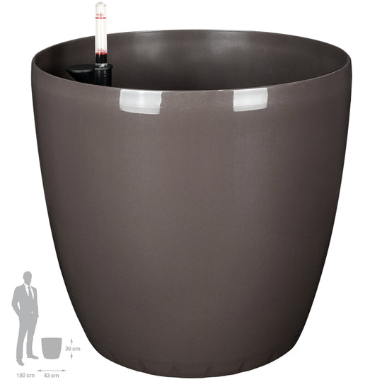 Ghiveci inteligent H39xD43 cm cu set complet udare si roti Classico maro lucios