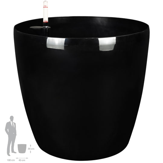 Ghiveci inteligent H39xD43 cm cu set complet udare si roti Classico negru lucios