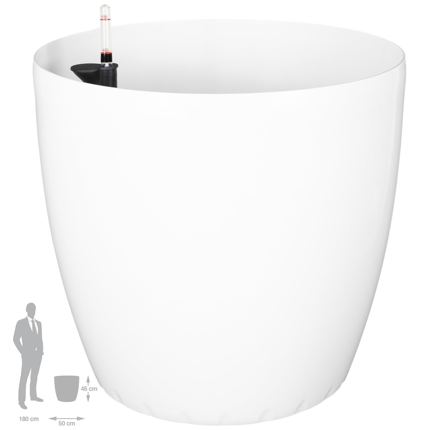 Ghiveci inteligent H46xD50 cm cu set complet udare si roti Classico alb floral lucios