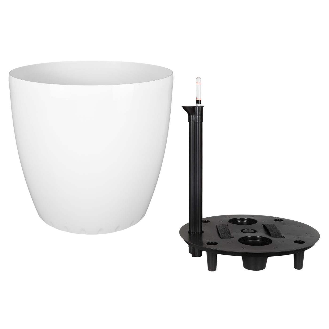 Ghiveci inteligent H46xD50 cm cu set complet udare si roti Classico alb floral lucios