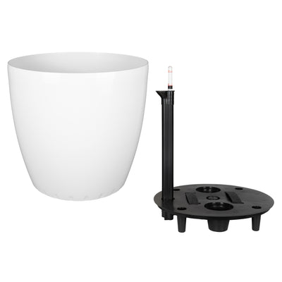 Ghiveci inteligent H46xD50 cm cu set complet udare si roti Classico alb floral lucios