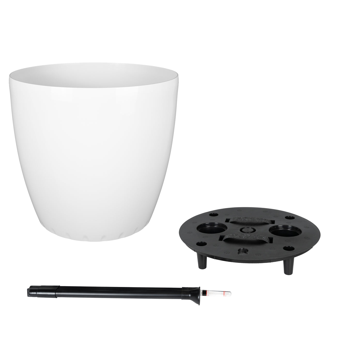 Ghiveci inteligent H46xD50 cm cu set complet udare si roti Classico alb floral lucios