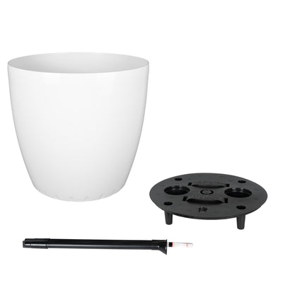 Ghiveci inteligent H46xD50 cm cu set complet udare si roti Classico alb floral lucios