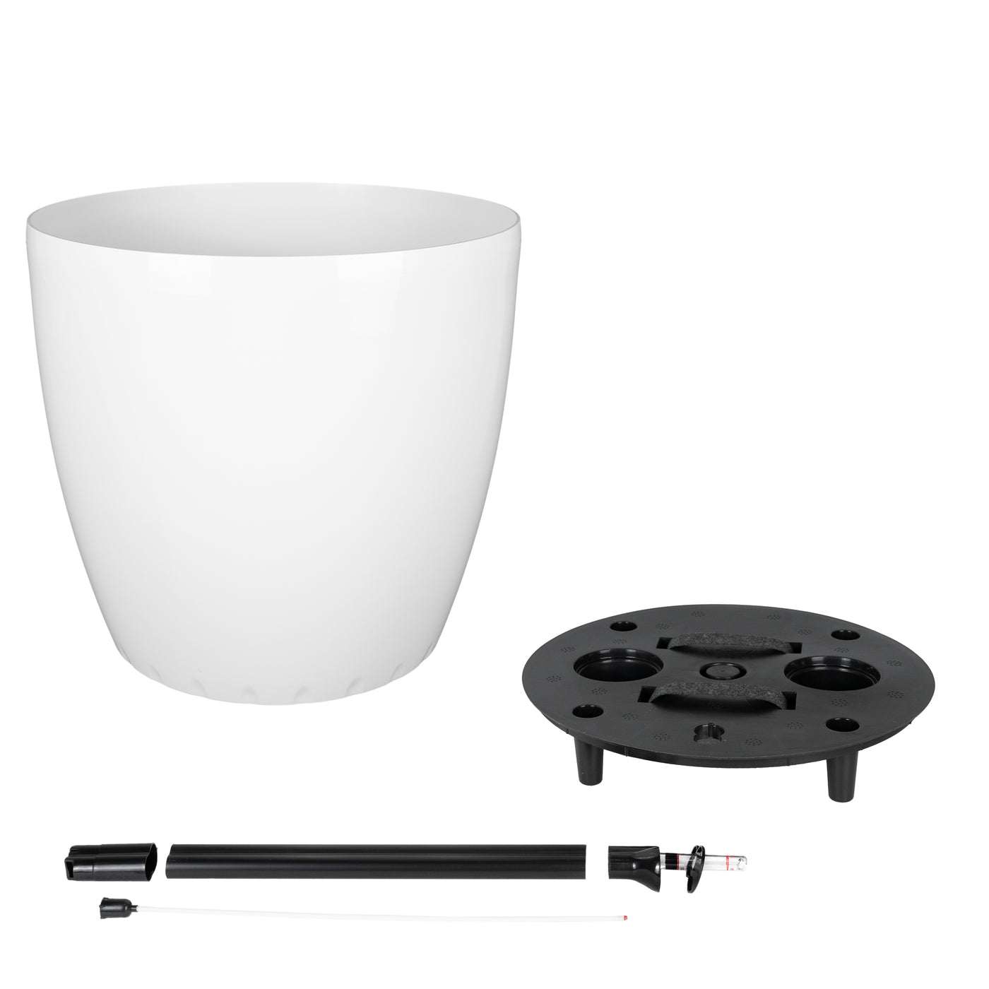 Ghiveci inteligent H46xD50 cm cu set complet udare si roti Classico alb floral lucios