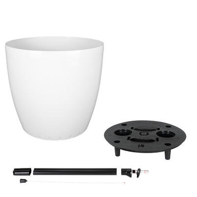 Ghiveci inteligent H46xD50 cm cu set complet udare si roti Classico alb floral lucios