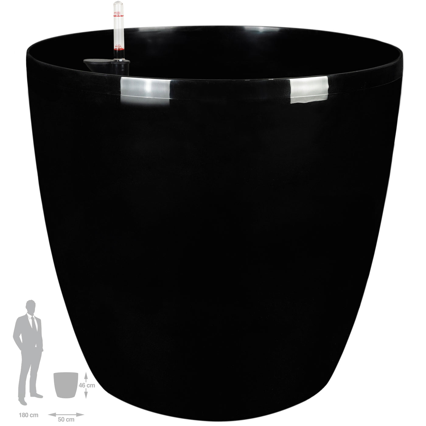 Ghiveci inteligent H46xD50 cm cu set complet udare si roti Classico negru lucios