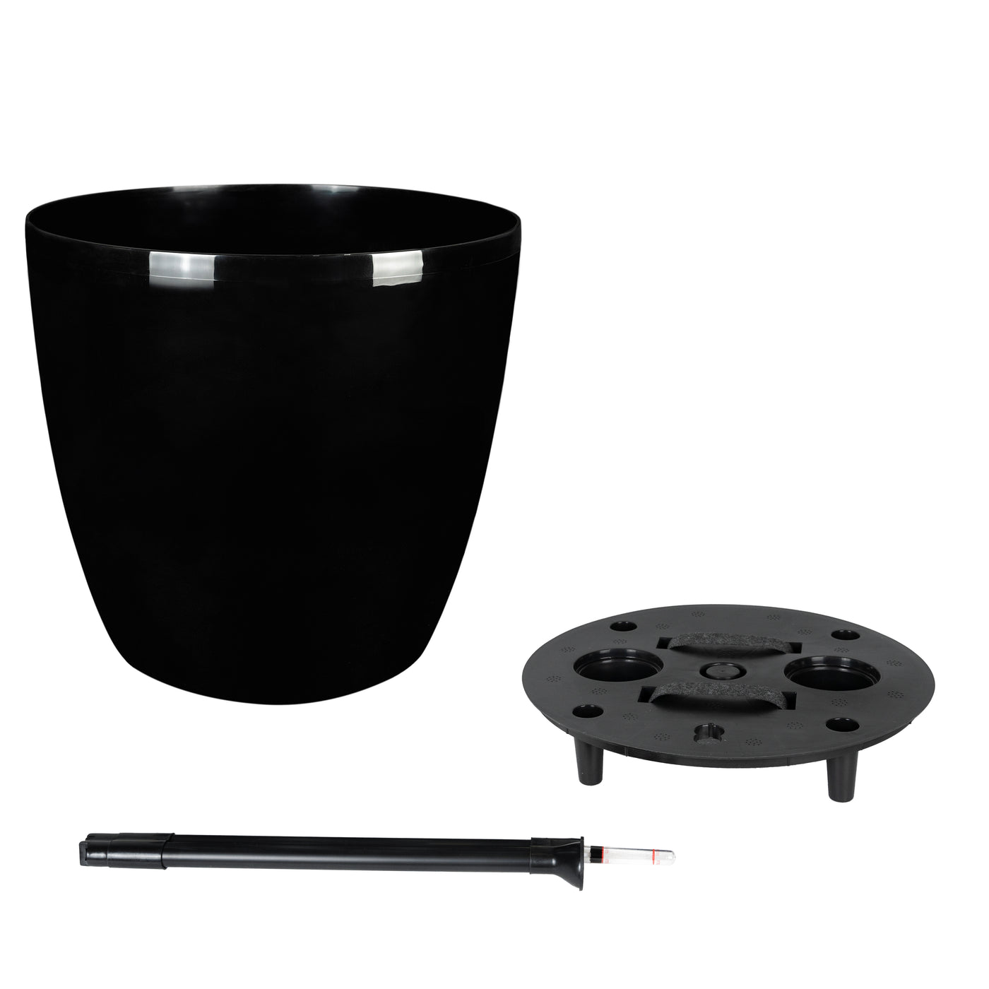 Ghiveci inteligent H46xD50 cm cu set complet udare si roti Classico negru lucios