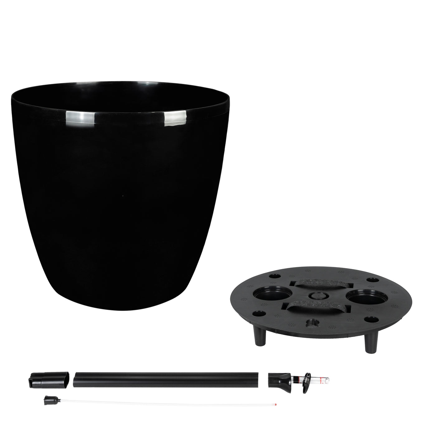 Ghiveci inteligent H46xD50 cm cu set complet udare si roti Classico negru lucios