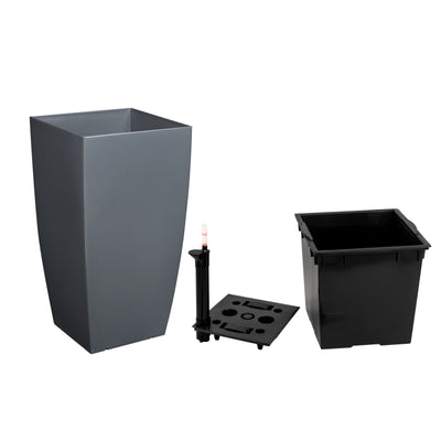 Ghiveci inteligent H56.5x31x31 cm cu set complet udare Cubico antracit lucios