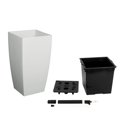 Ghiveci inteligent H56.5x31x31 cm cu set complet udare Cubico gri lucios