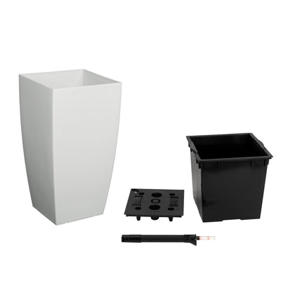 Ghiveci inteligent H56.5x31x31 cm cu set complet udare Cubico gri lucios