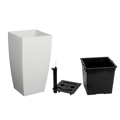 Ghiveci inteligent H56.5x31x31 cm cu set complet udare Cubico gri lucios