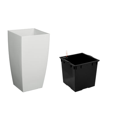 Ghiveci inteligent H56.5x31x31 cm cu set complet udare Cubico gri lucios