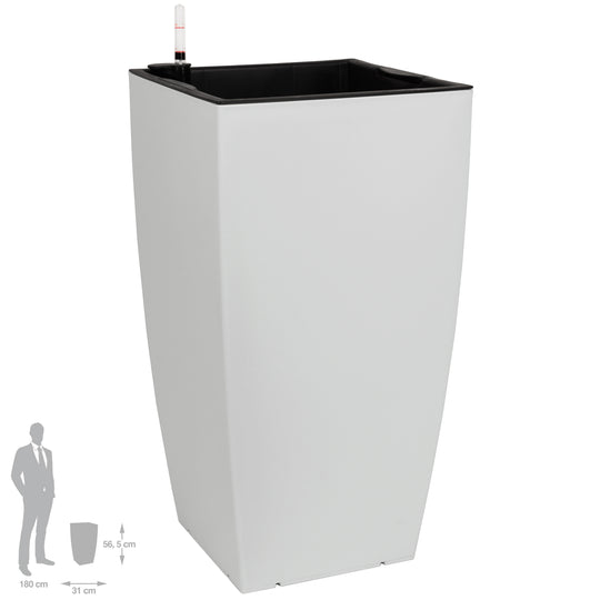 Ghiveci inteligent H56.5x31x31 cm cu set complet udare Cubico gri mat