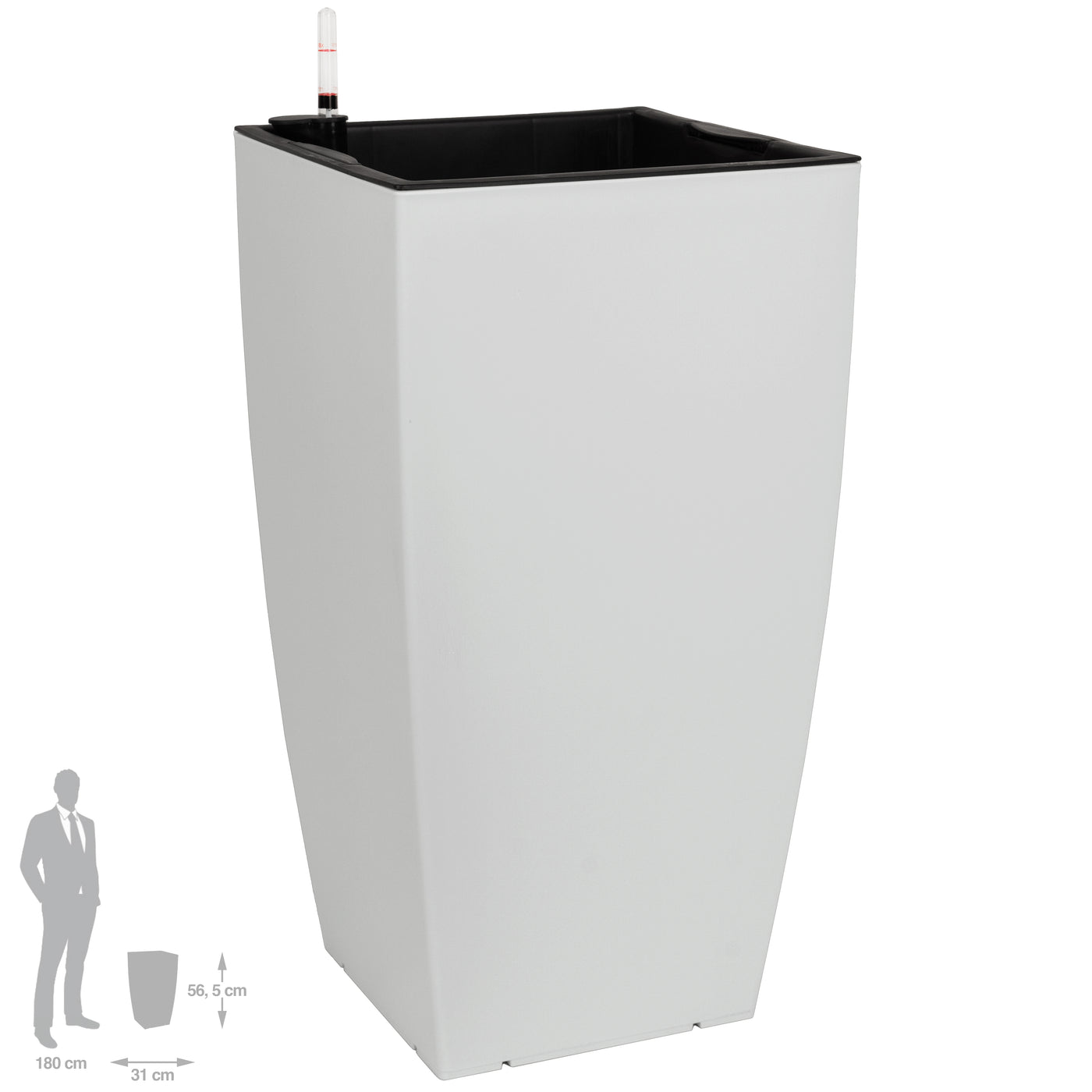 Ghiveci inteligent H56.5x31x31 cm cu set complet udare Cubico gri mat