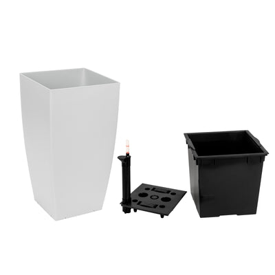 Ghiveci inteligent H56.5x31x31 cm cu set complet udare Cubico gri mat