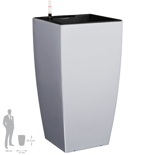 Ghiveci inteligent H56.5x31x31 cm cu set complet udare Cubico gri urban lucios