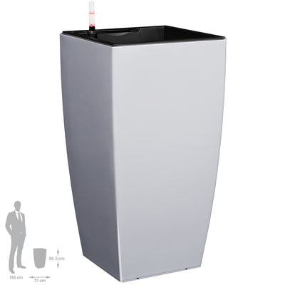 Ghiveci inteligent H56.5x31x31 cm cu set complet udare Cubico gri urban lucios