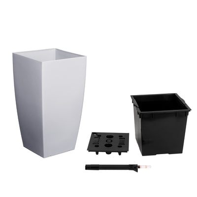 Ghiveci inteligent H56.5x31x31 cm cu set complet udare Cubico gri urban lucios