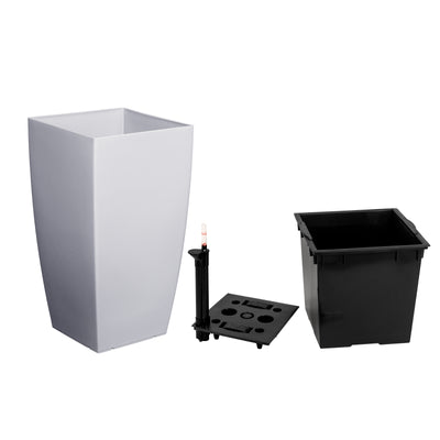 Ghiveci inteligent H56.5x31x31 cm cu set complet udare Cubico gri urban lucios