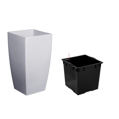 Ghiveci inteligent H56.5x31x31 cm cu set complet udare Cubico gri urban lucios