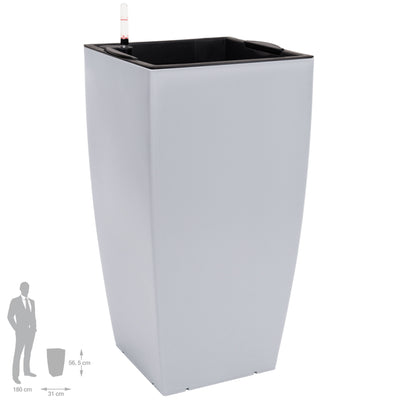 Ghiveci inteligent H56.5x31x31 cm cu set complet udare Cubico gri urban mat