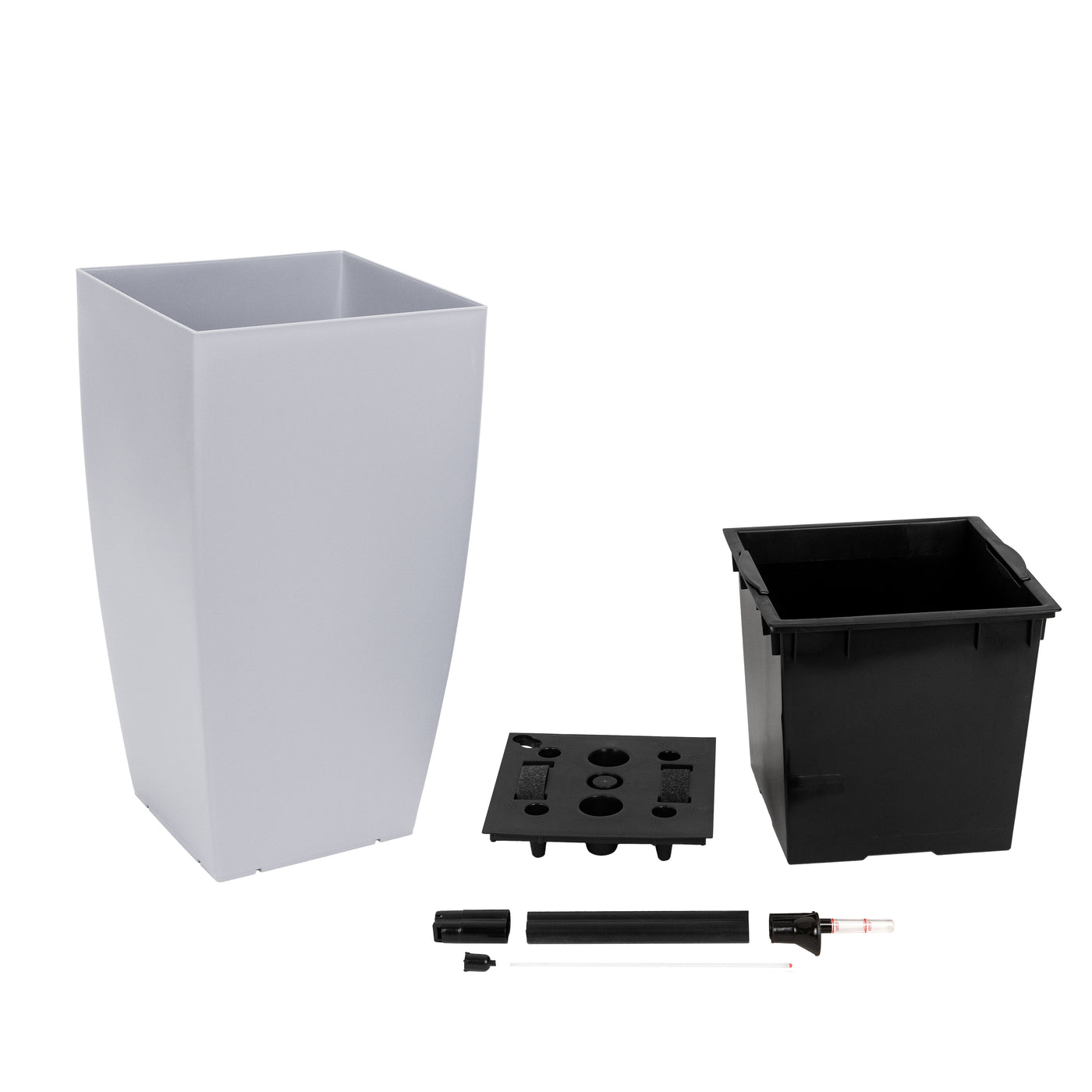 Ghiveci inteligent H56.5x31x31 cm cu set complet udare Cubico gri urban mat