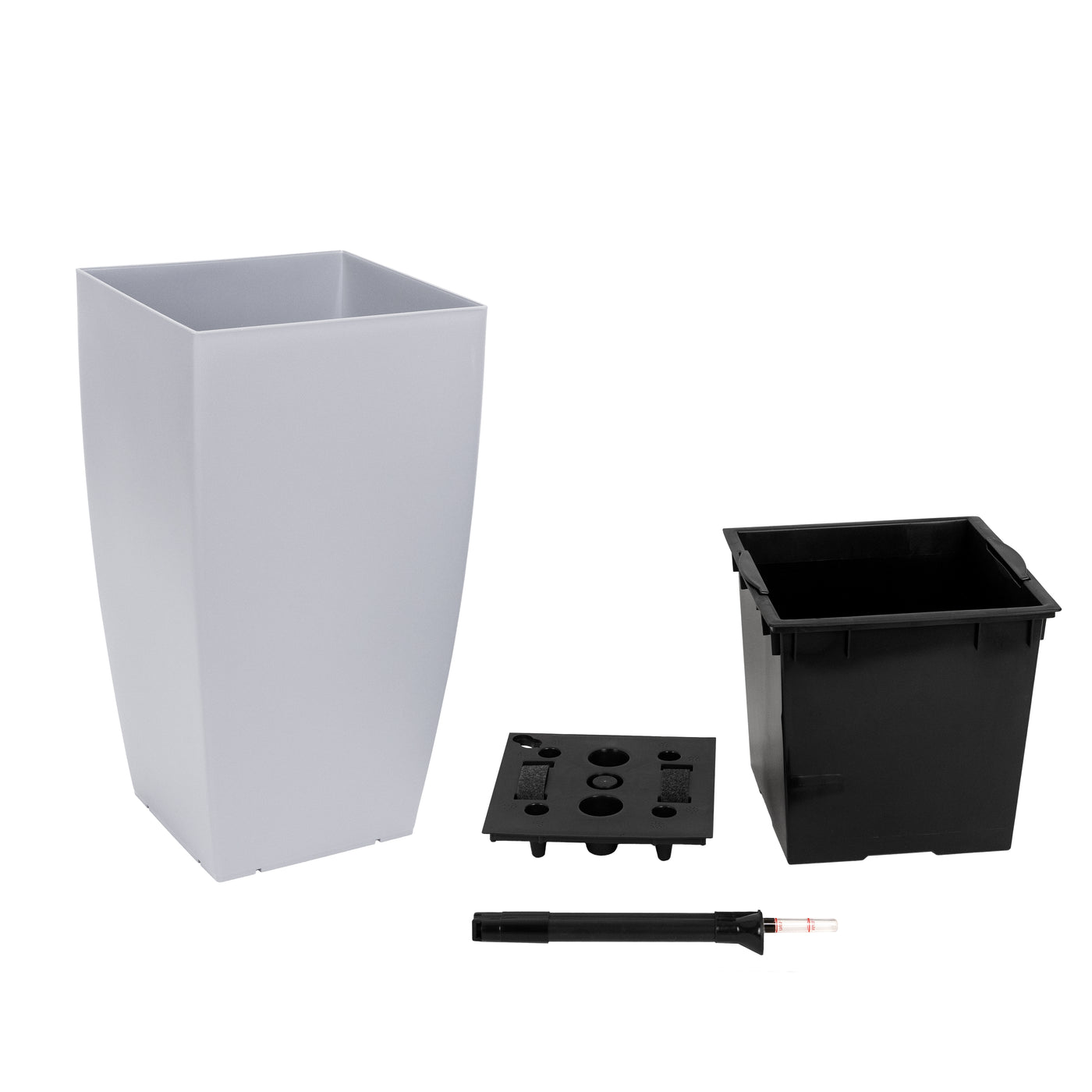 Ghiveci inteligent H56.5x31x31 cm cu set complet udare Cubico gri urban mat