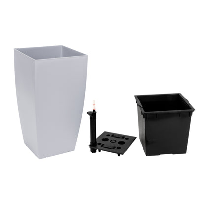 Ghiveci inteligent H56.5x31x31 cm cu set complet udare Cubico gri urban mat