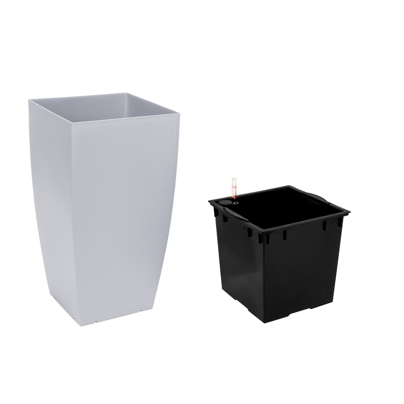 Ghiveci inteligent H56.5x31x31 cm cu set complet udare Cubico gri urban mat