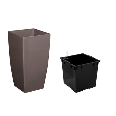 Ghiveci inteligent H56.5x31x31 cm cu set complet udare Cubico maro lucios