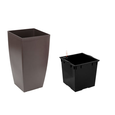 Ghiveci inteligent H56.5x31x31 cm cu set complet udare Cubico maro mat