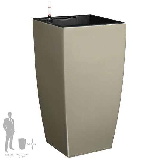 Ghiveci inteligent H56.5x31x31 cm cu set complet udare Cubico maro spicy lucios