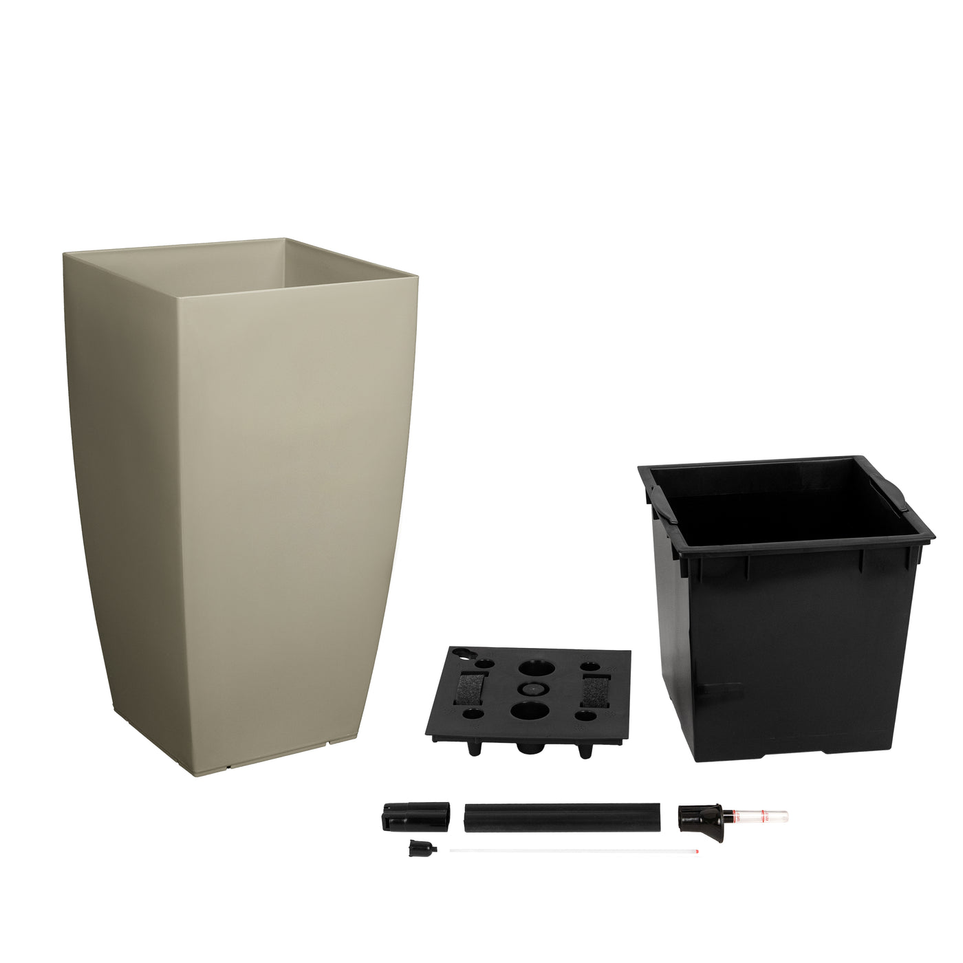 Ghiveci inteligent H56.5x31x31 cm cu set complet udare Cubico maro spicy lucios