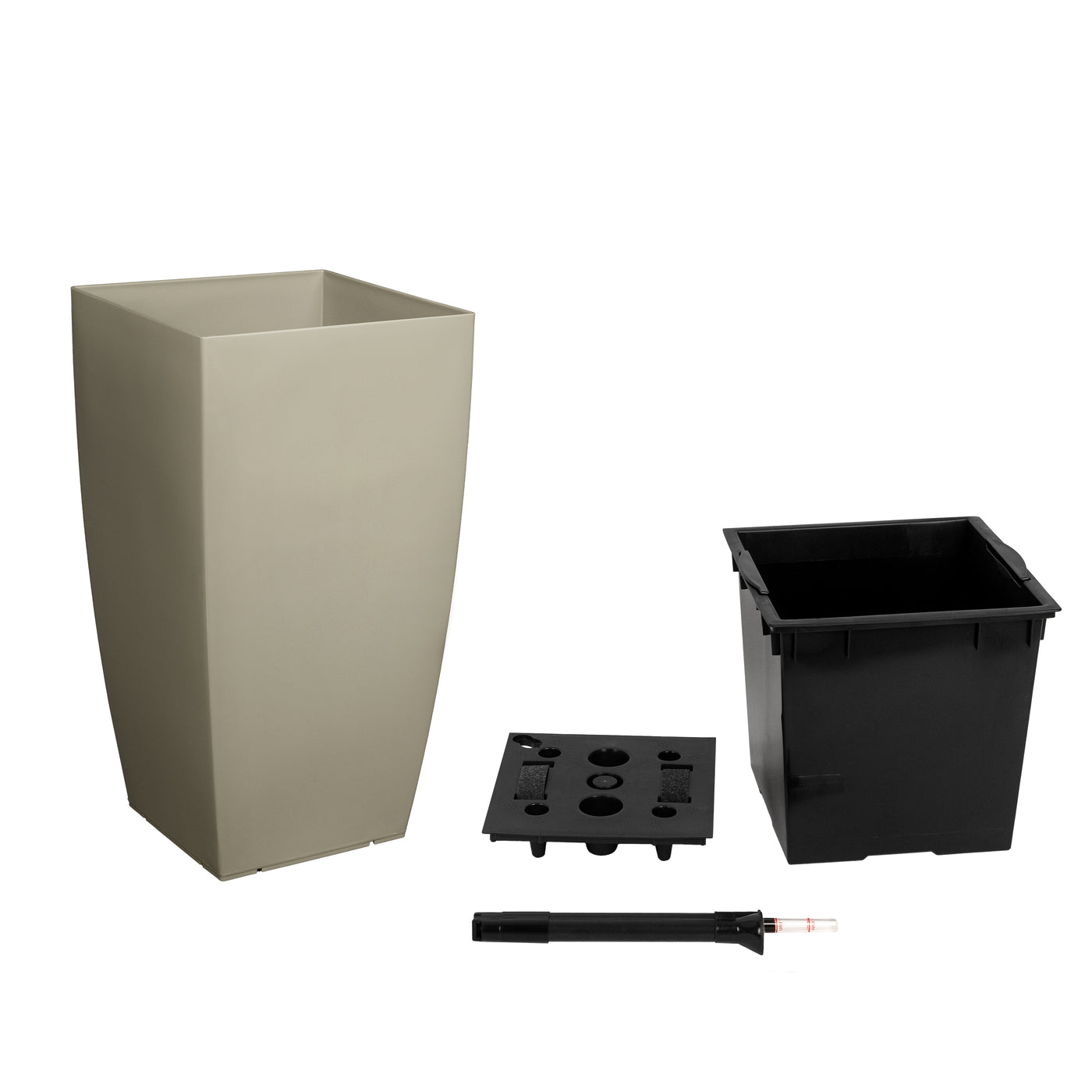 Ghiveci inteligent H56.5x31x31 cm cu set complet udare Cubico maro spicy lucios