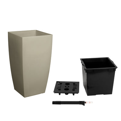 Ghiveci inteligent H56.5x31x31 cm cu set complet udare Cubico maro spicy lucios