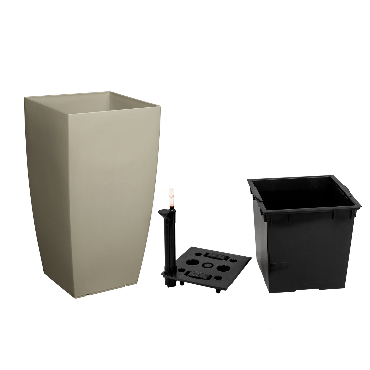 Ghiveci inteligent H56.5x31x31 cm cu set complet udare Cubico maro spicy lucios